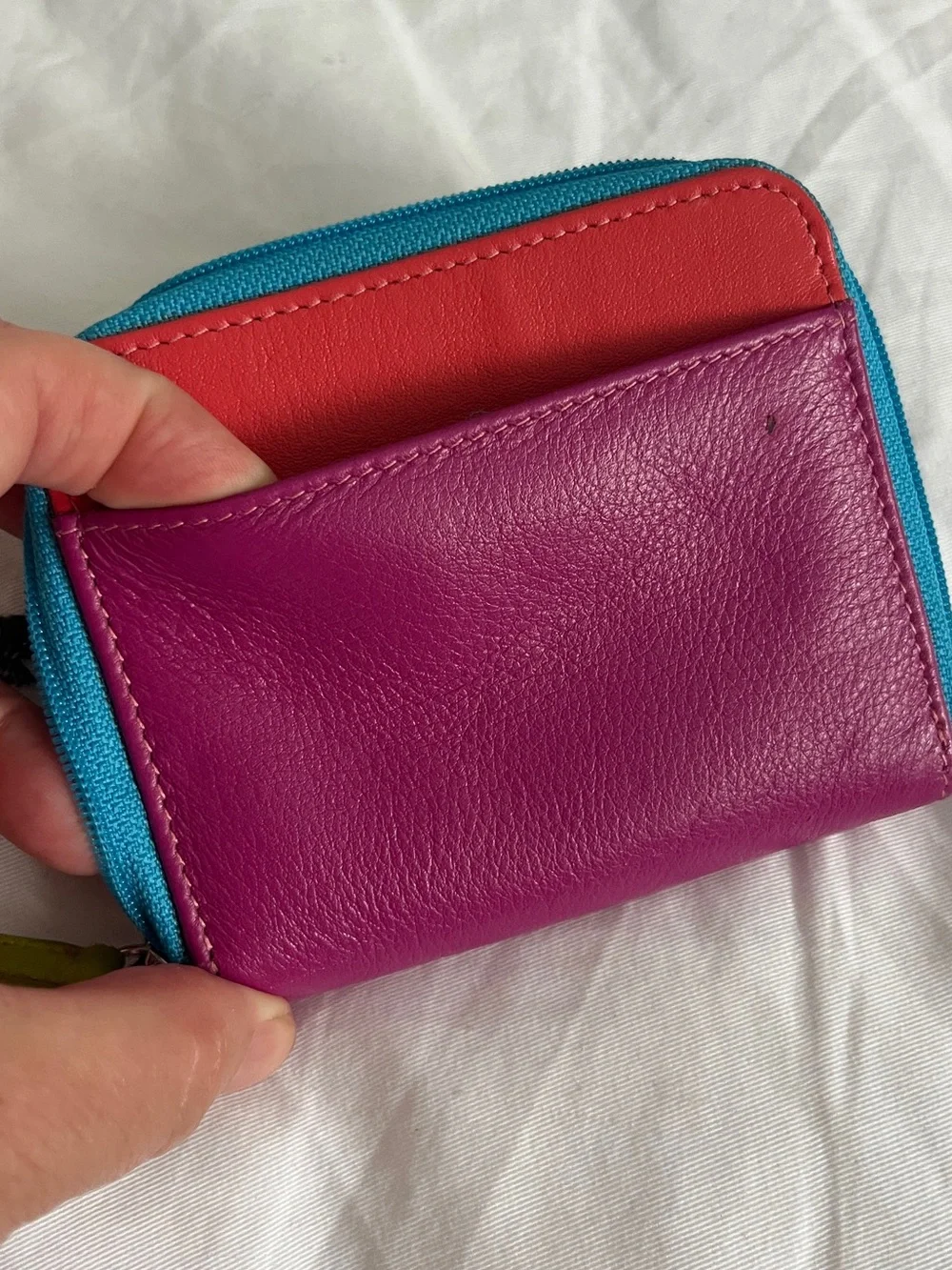 ILI New York Colorblock Zip Wallet in Pink, Red, Lime & Teal - NWT